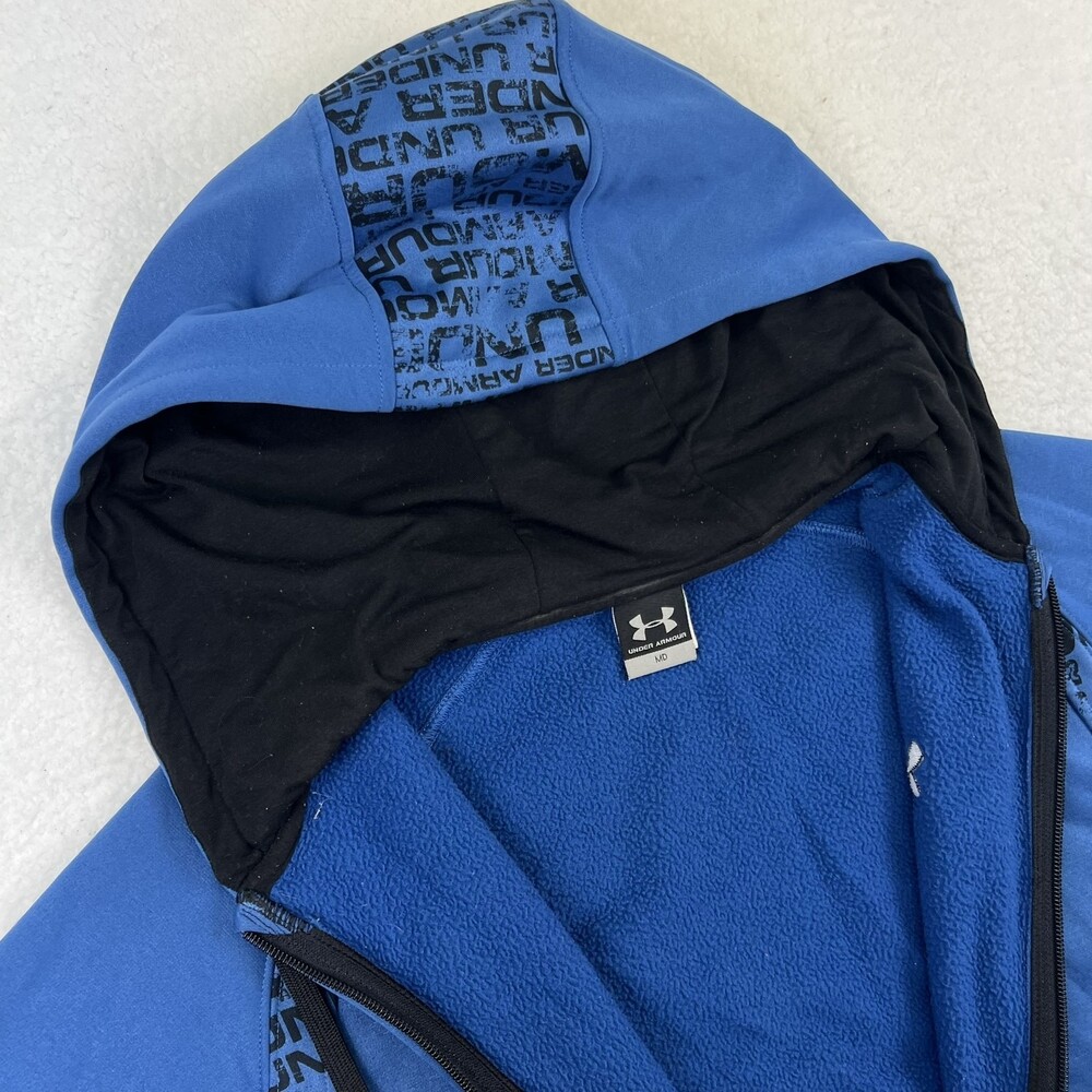 Under Armour Jacket Mens Medium ColdGear Logo Full Zip Hooded Fleece Lined - Picture 6 of 15